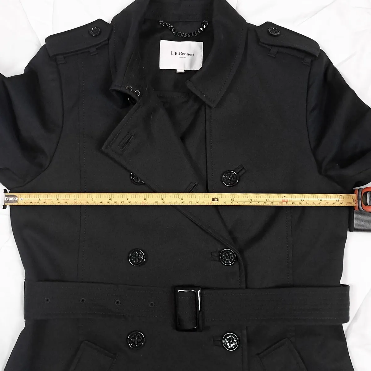 LK Bennett Black Belted Trench Coat 14UK/42EU - Image 2