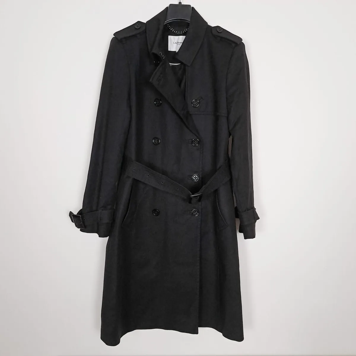 LK Bennett Black Belted Trench Coat 14UK/42EU - Image 1