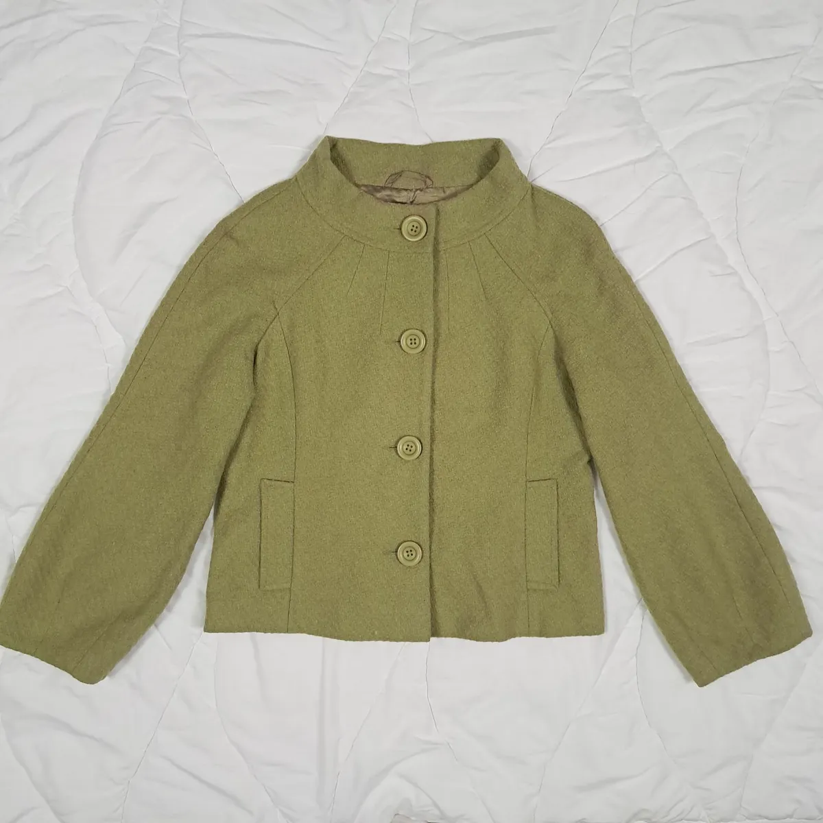 Monsoon Olive Green Short Wool Jacket 12UK/40EU - Image 1