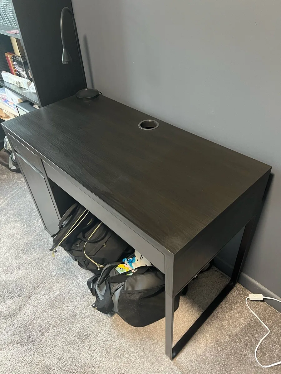 IKEA study desk with swivel chair & lamp - Image 1