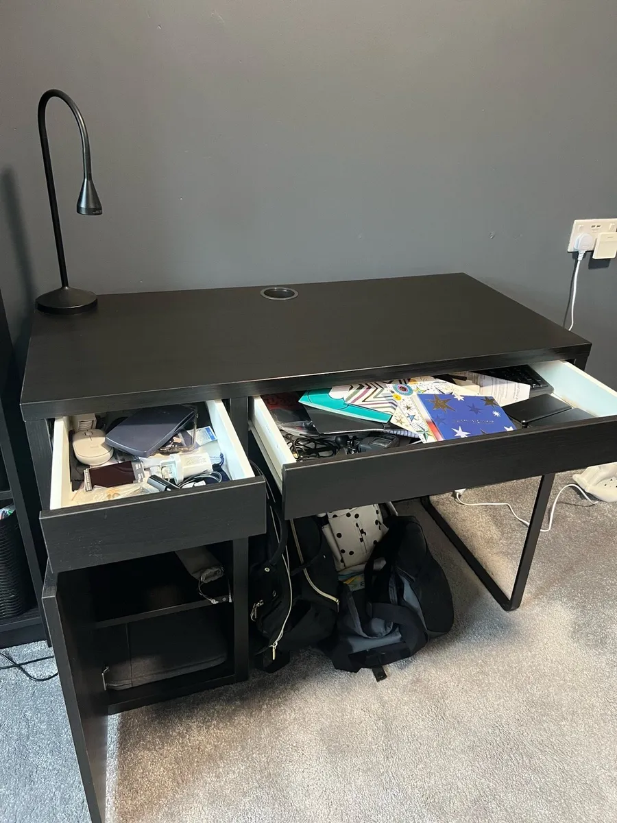 IKEA study desk with swivel chair & lamp - Image 2