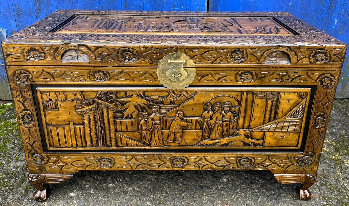 Camphor Carved Chest - Image 1