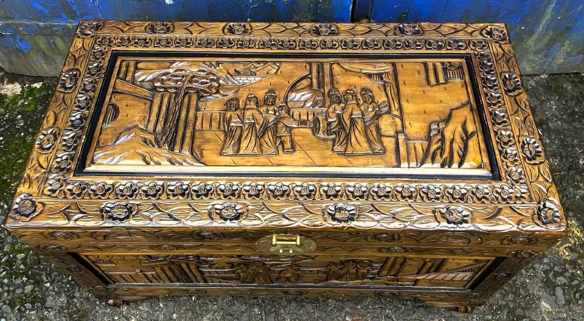 Camphor Carved Chest - Image 3
