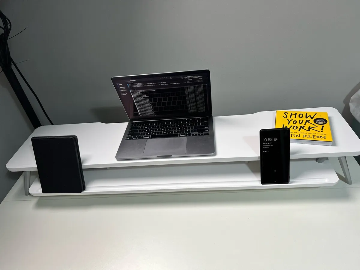 Dual Monitor Stand, Desk Organiser and Riser for 2 - Image 1