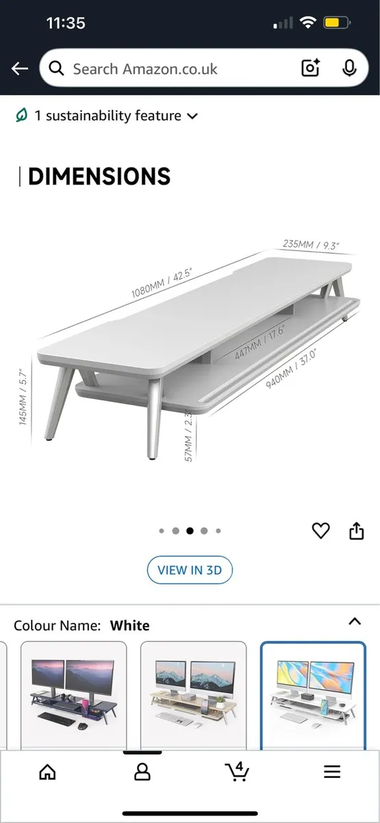 Dual Monitor Stand, Desk Organiser and Riser for 2 - Image 4