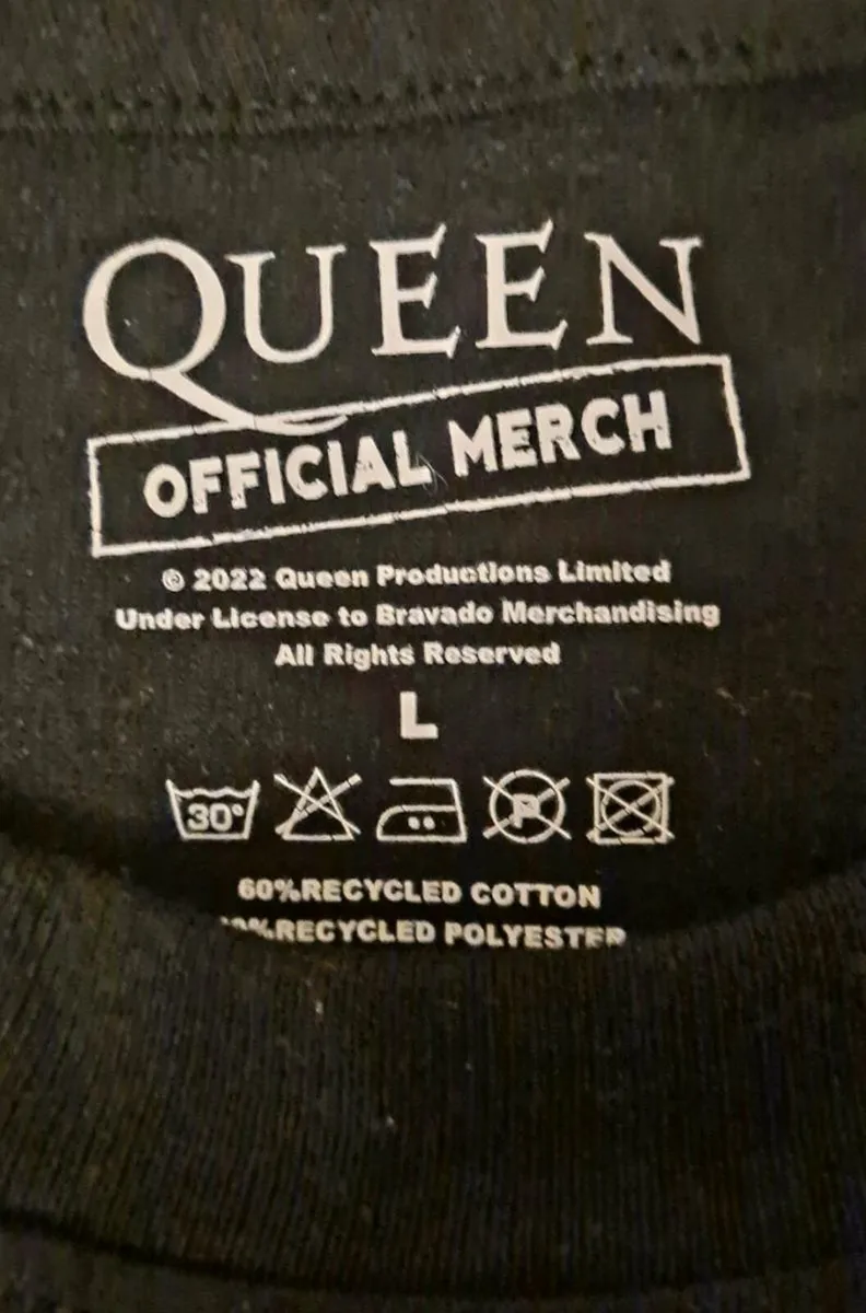 Queen t-shirt classic crest L mens black - Image 2