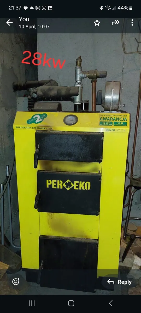 Wood burner 28kw furnace & water tank 1500 Lt