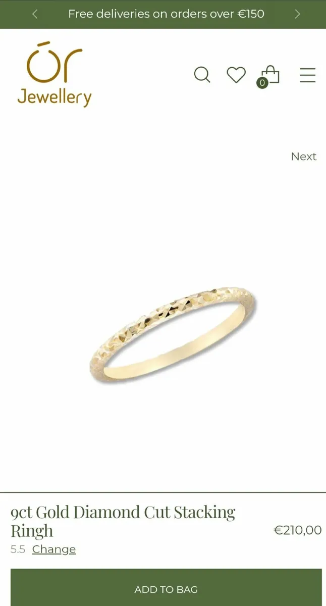 9 Carat Gold Diamond cut ring new - Image 2