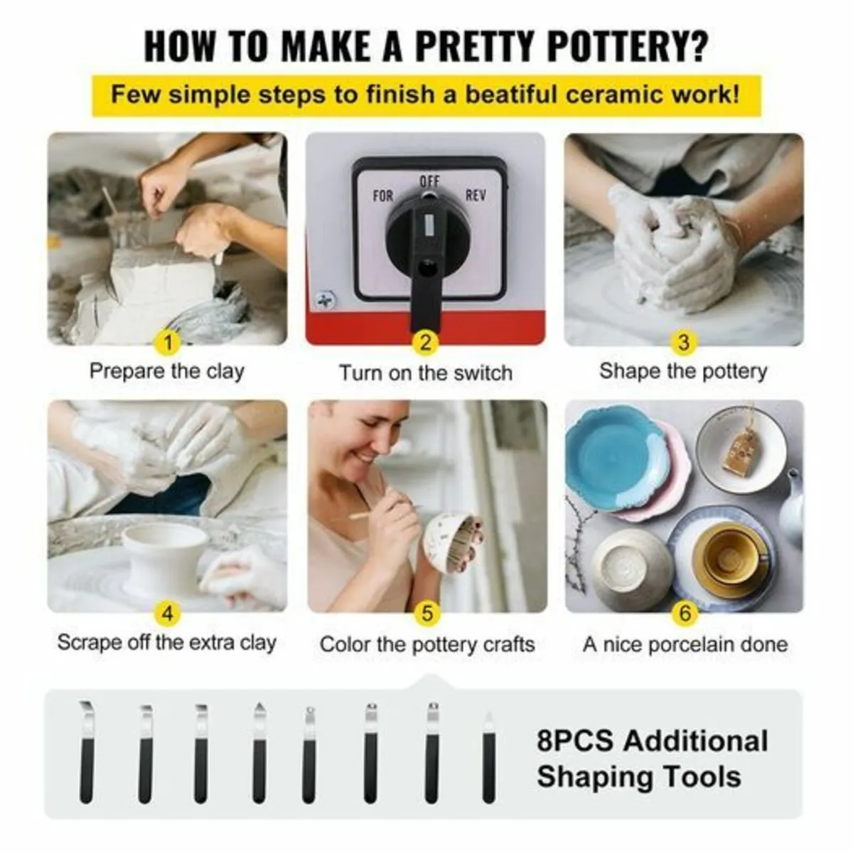 280W Potter's Wheel Ceramic Machine 25cm Electric - Image 3