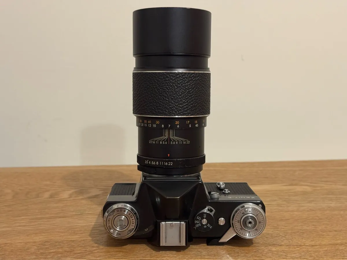 Film Camera Zenit-E with Hanimex 200mm Lens - Image 1