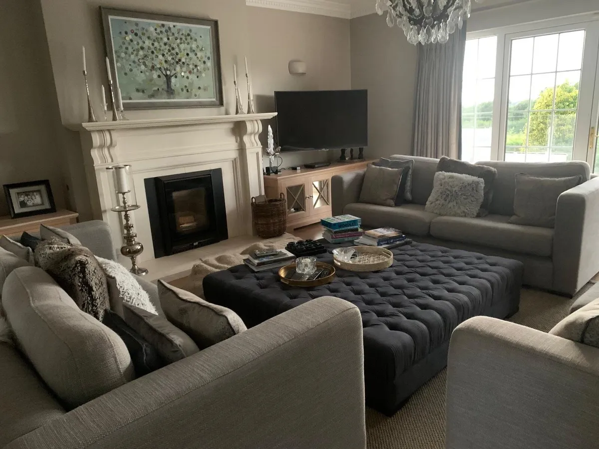 2 x 4 seater Sofa and Large Ottoman - Image 2