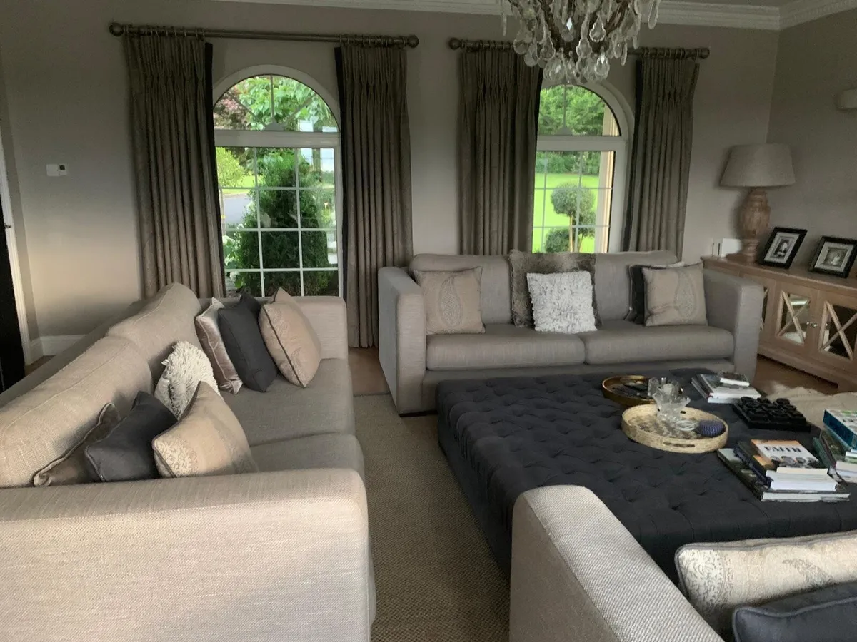 2 x 4 seater Sofa and Large Ottoman - Image 3
