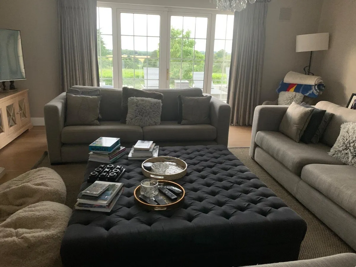 2 x 4 seater Sofa and Large Ottoman - Image 4