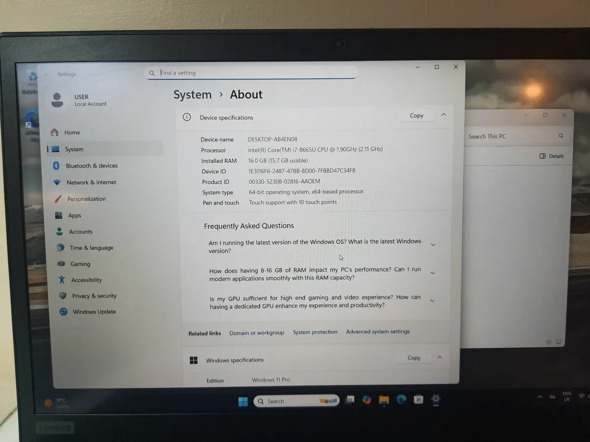 Lenovo ThinkPad T590 i7 8th gen 16/512GB SSD Quad - Image 3