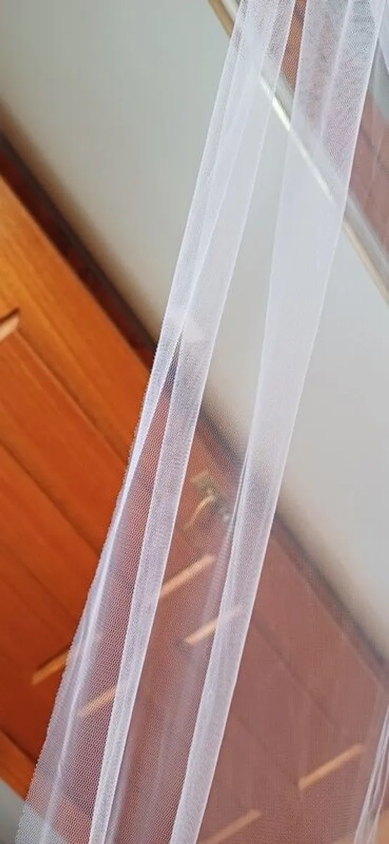 White Diamonte Cathedral Wedding Veil - Image 4