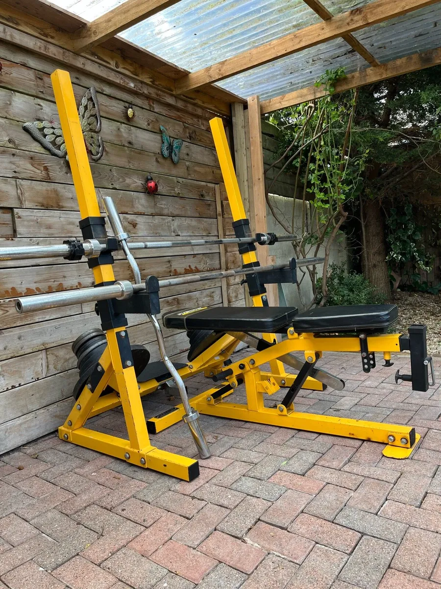 Powertec gym bench and rack. 130kg Olympic weight - Image 2