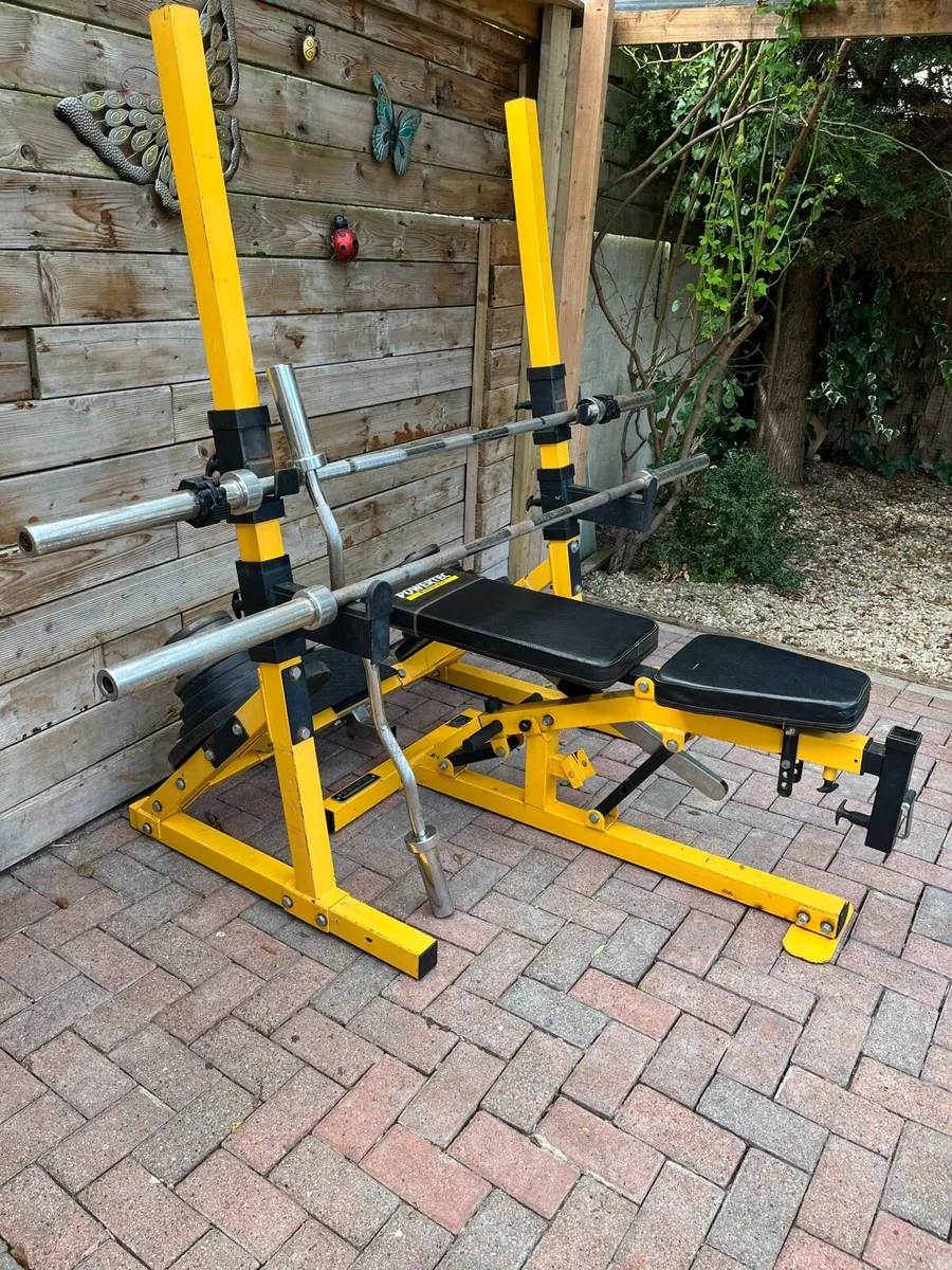 Powertec gym bench and rack. 130kg Olympic weight - Image 4