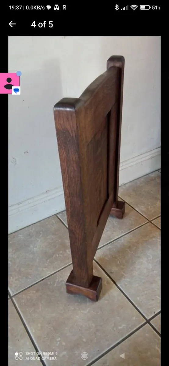 Antique Oak Arts & Crafts Firescreen - Image 3