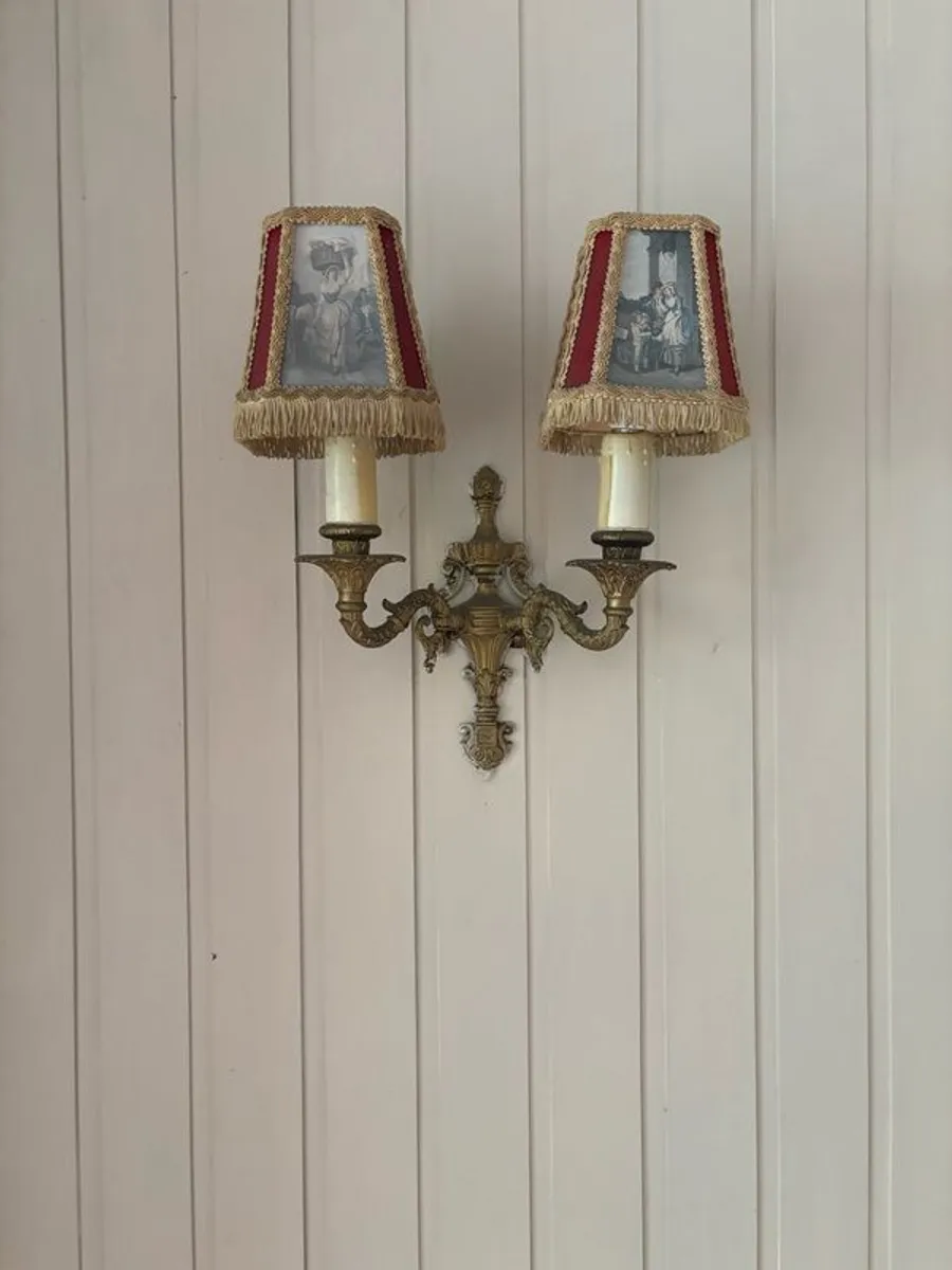 Matching ceiling and wall lights - gold - antique - Image 2