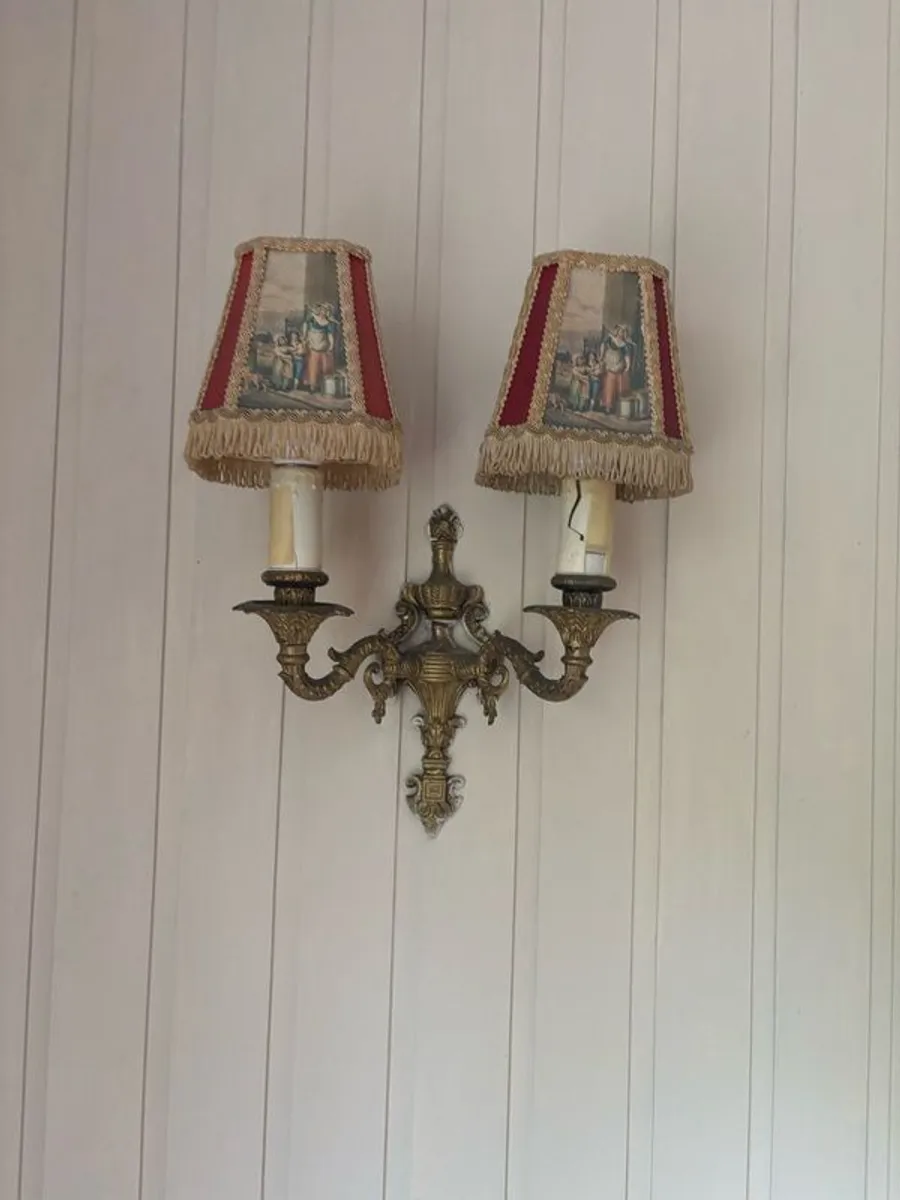 Matching ceiling and wall lights - gold - antique - Image 3