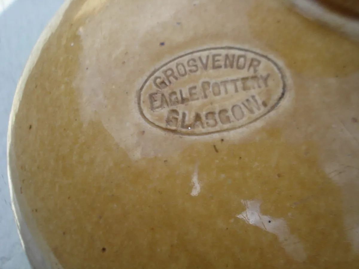 LARGE STONEWARE GLAZED FLAGON. 13 INCH. - Image 3