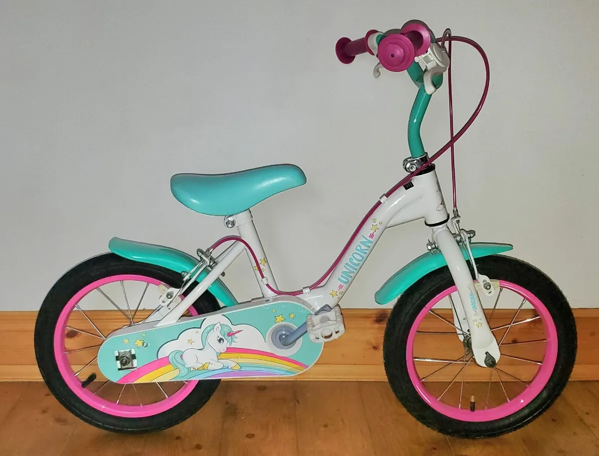 Childs Bike Unicorn 14inch wheels .....AS NEW - Image 1