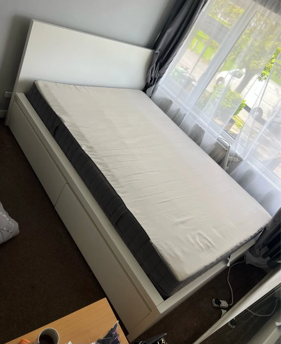 Malm double bed with mattress - Image 1
