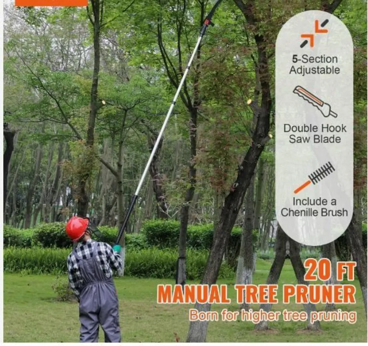 Manual Pole Saw, 1.5-6.1 m Extendable Tree Pruner - Image 2