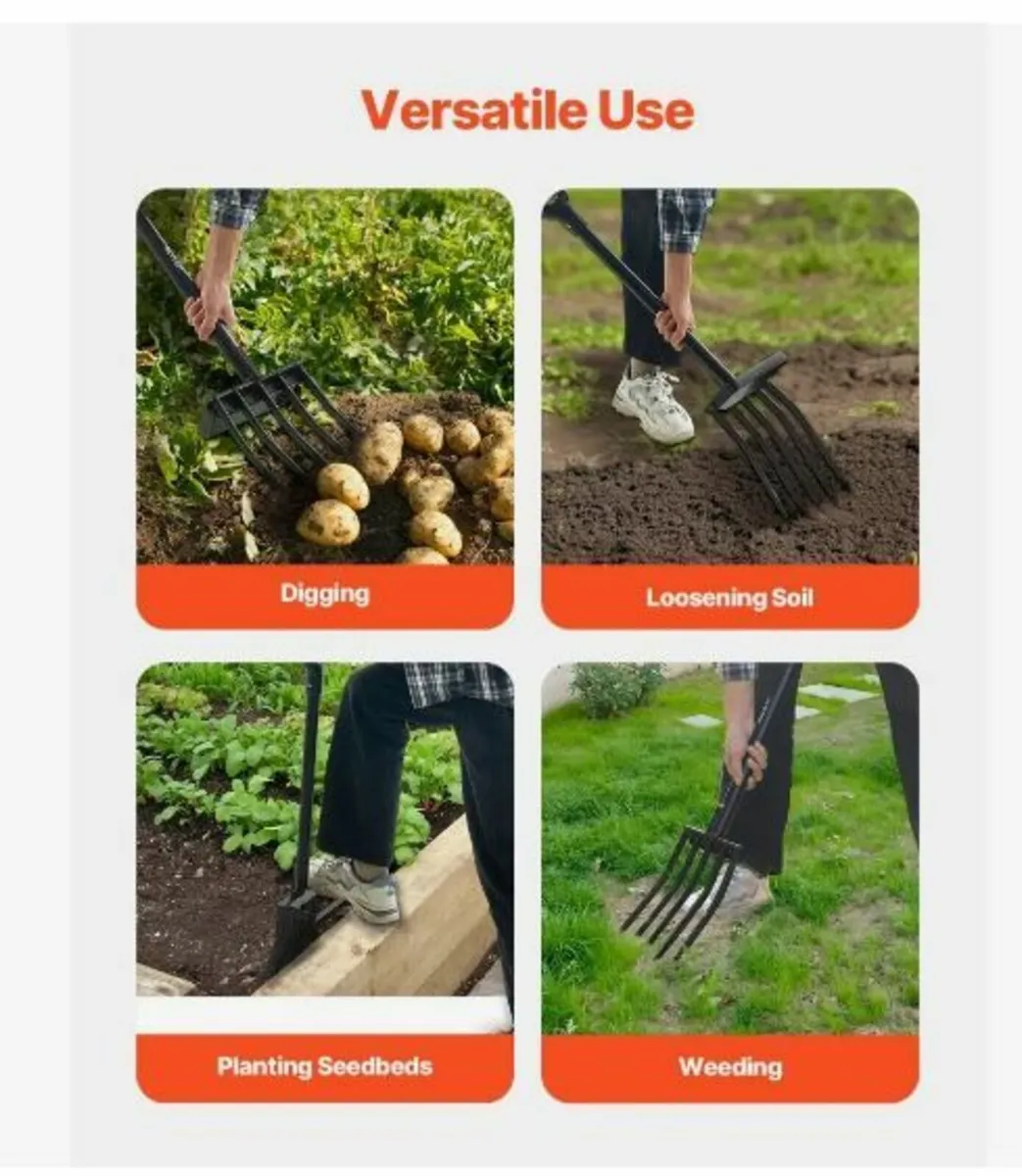Garden Fork, 5-Tine Gardening Pitchfork - Image 2