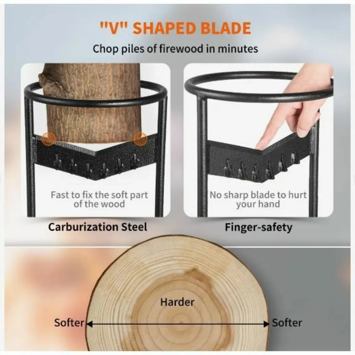 Wood Splitter, XL Log Splitter for 21.8 cm - Image 2