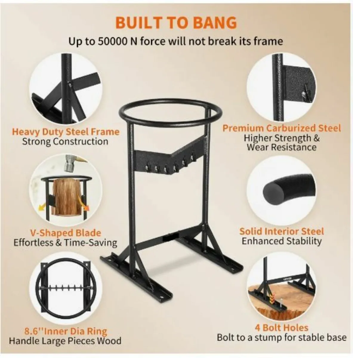 Wood Splitter, XL Log Splitter for 21.8 cm - Image 4