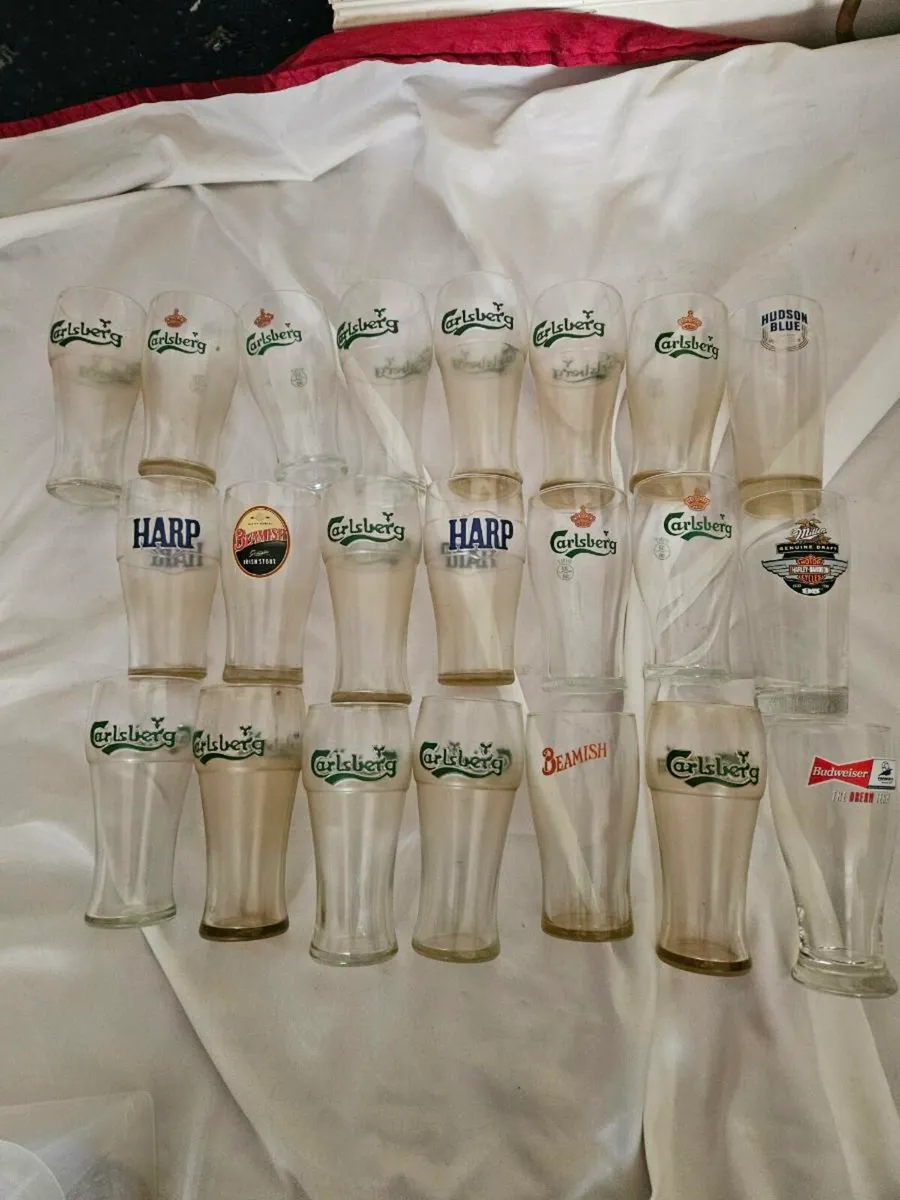 Guinness Carlsberg Miller Budweiser Pint Glasses - Image 1