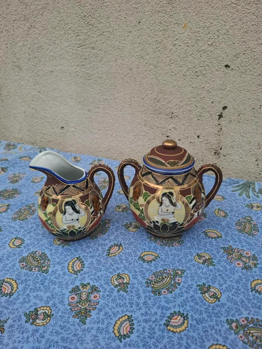 Handpainted sugar milk jug from japan
