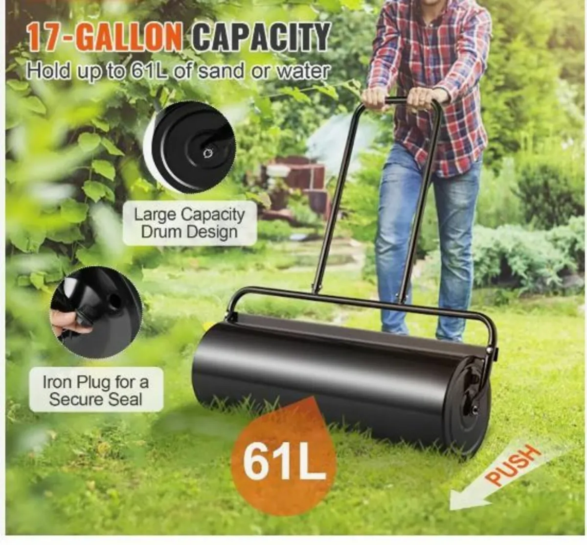 Lawn Roller, 17 Gallon Sand/Water Filled - Image 3