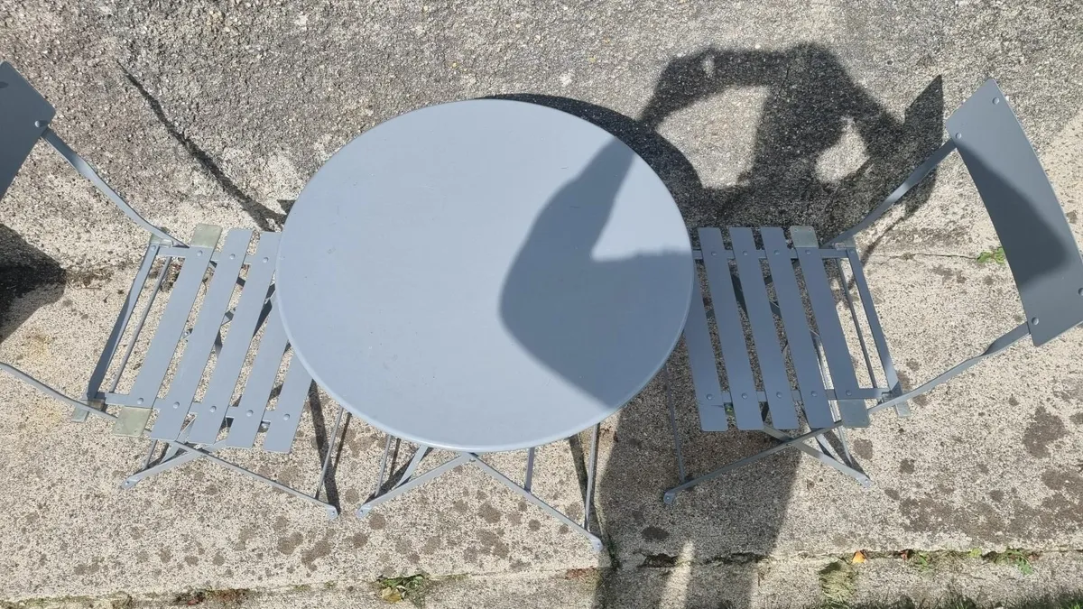 Dark Grey Bistro Patio Set Table & 2 Chairs - Image 3