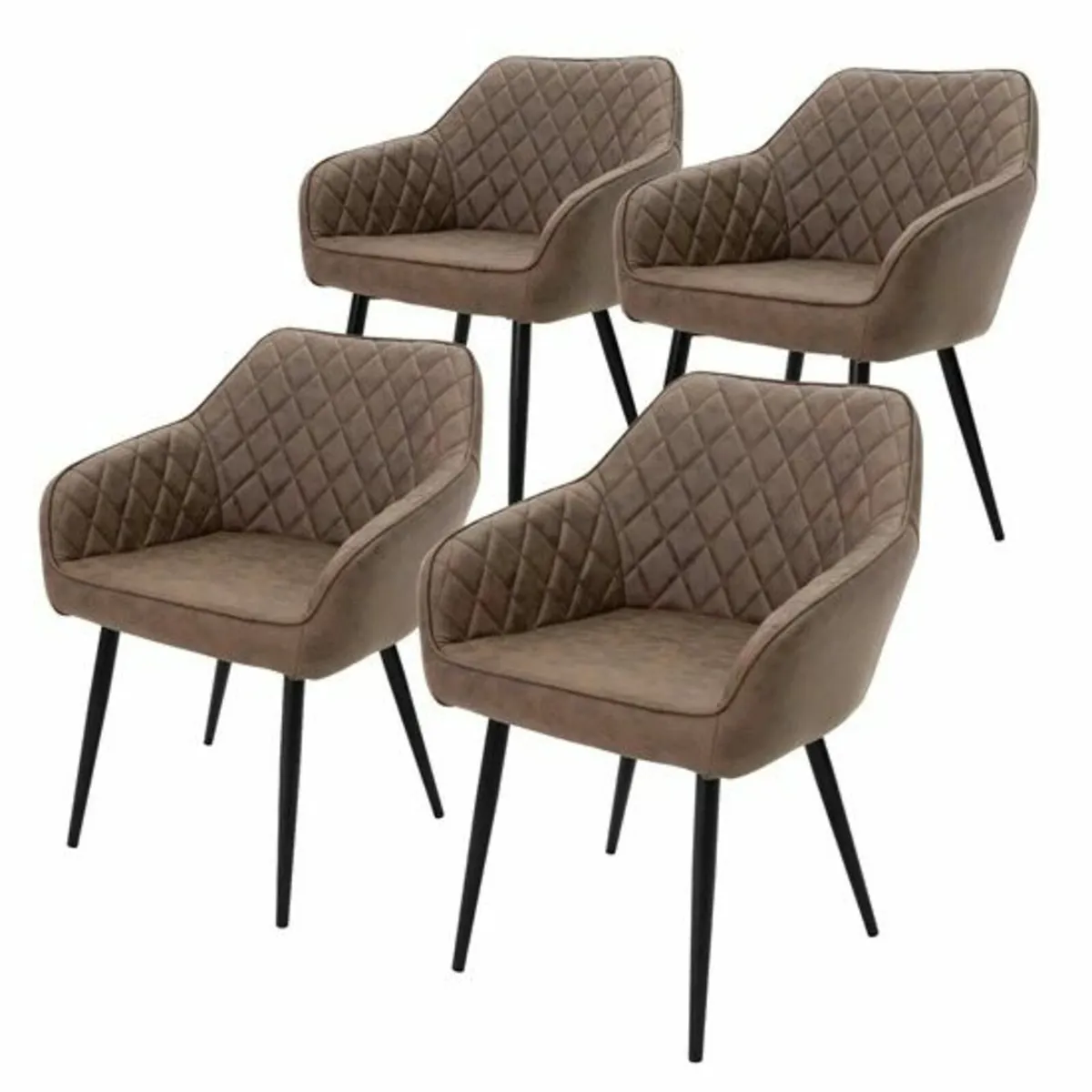 Dining chair set of 4 diamond quilting faux leathe - Image 1