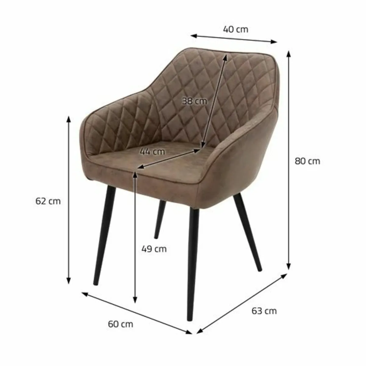 Dining chair set of 4 diamond quilting faux leathe - Image 3