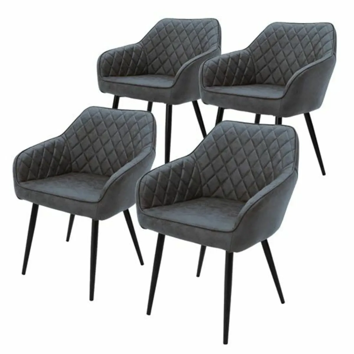 Dining chair set of 4 diamond quilting faux leathe - Image 1