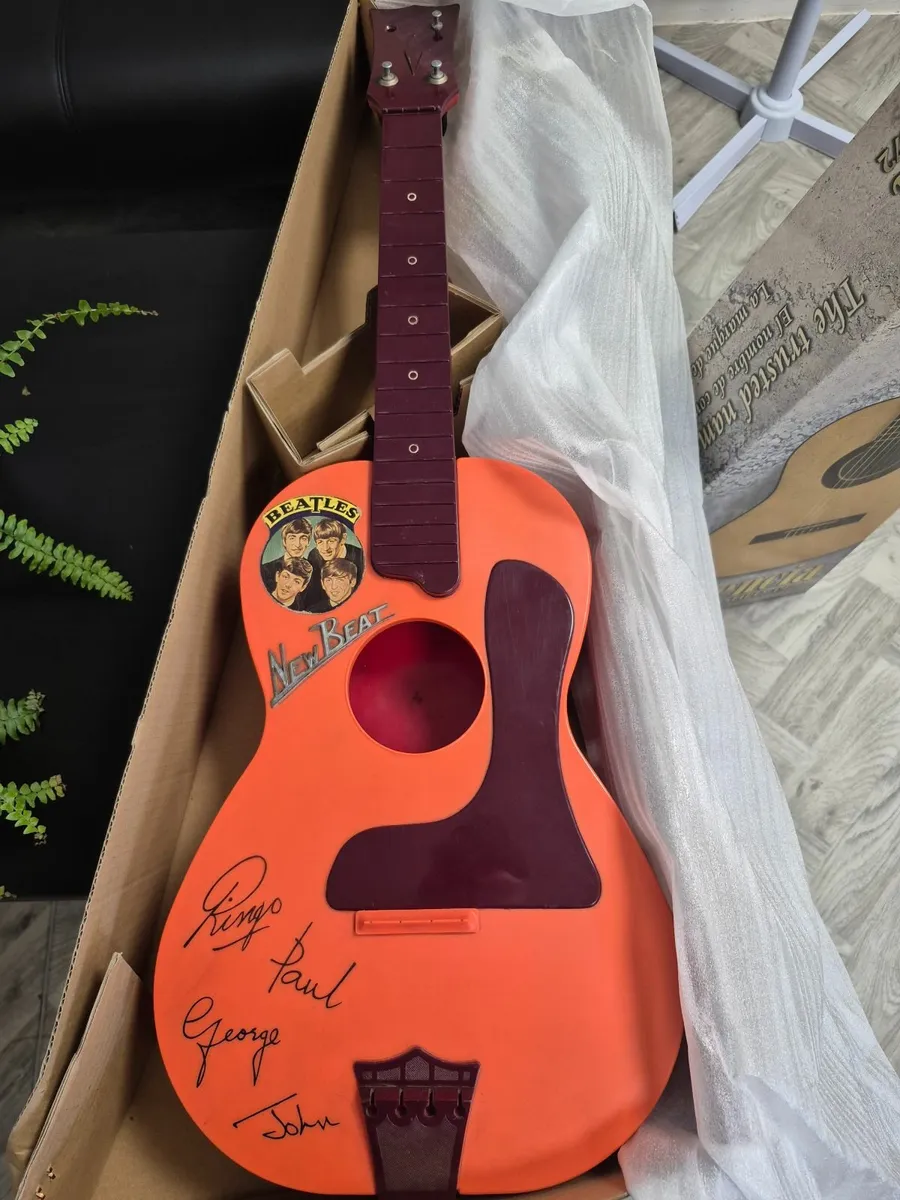Vintage Beatles "New Beat" Guitar- Signed - Image 1