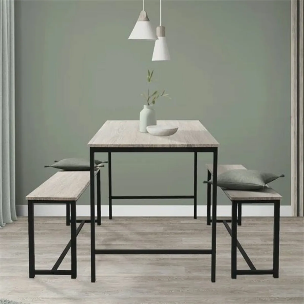 3 Piece Dining Table & Bench Set FREE DELIVERY - Image 1