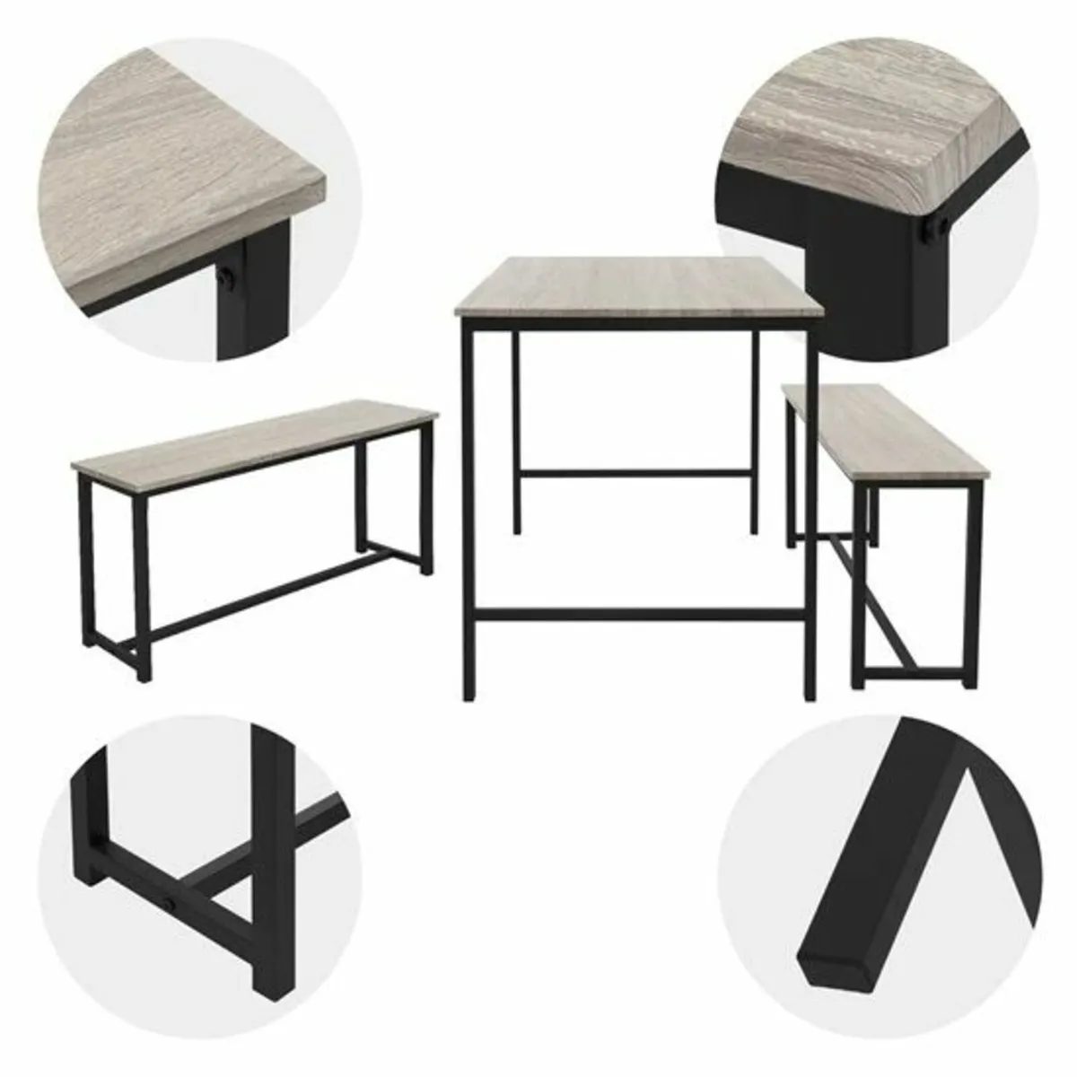 3 Piece Dining Table & Bench Set FREE DELIVERY - Image 4