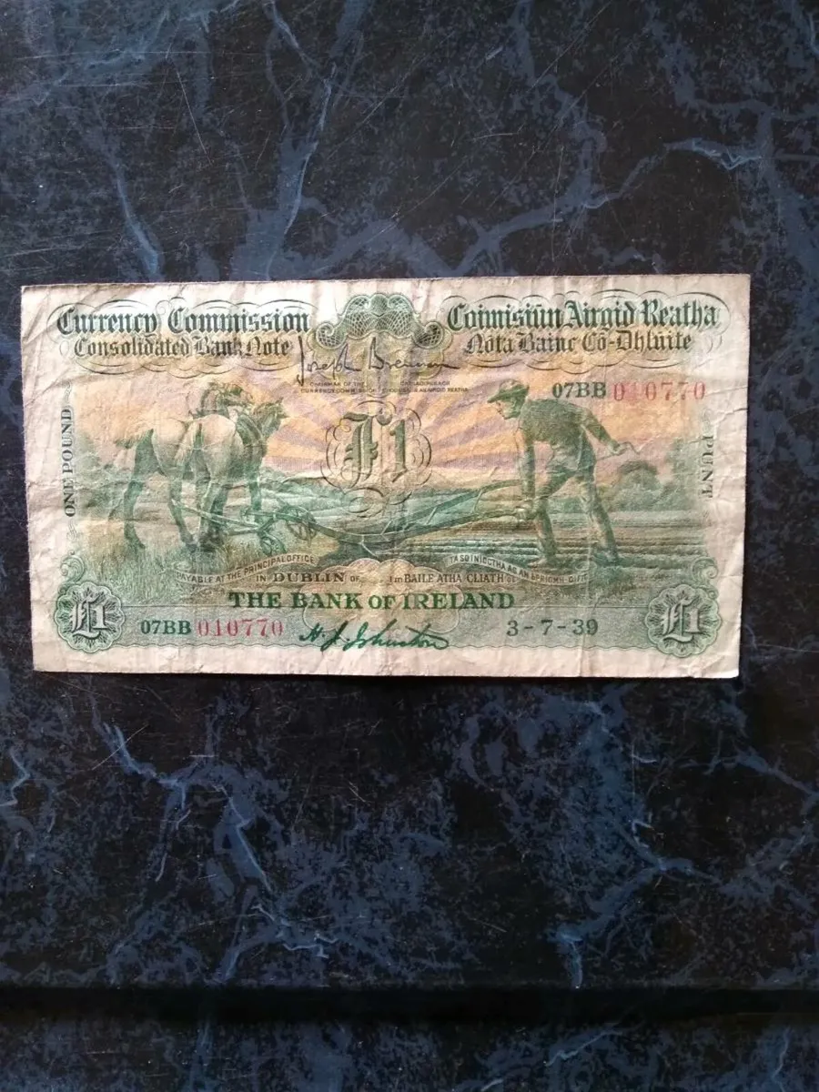 One Pound Ploughman Banknote 1939 €240 - Image 2
