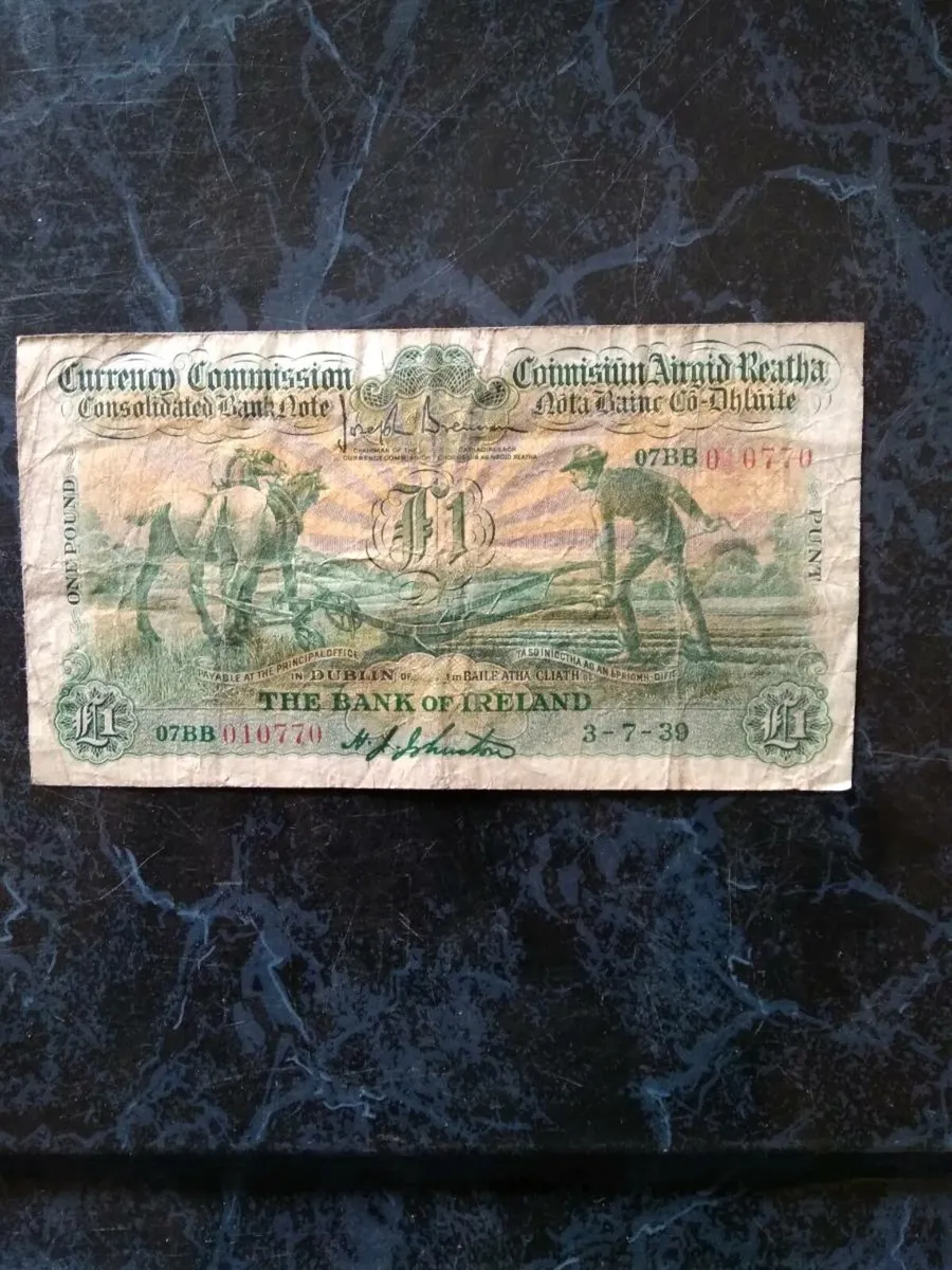 One Pound Ploughman Banknote 1939 €240 - Image 3