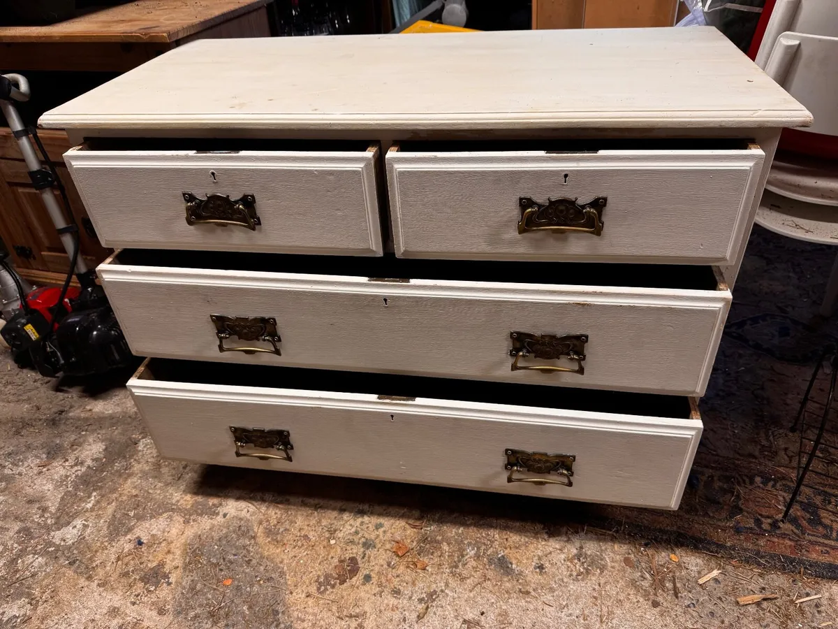 Antique pine chest, bedside lockers, mirrors - Image 1