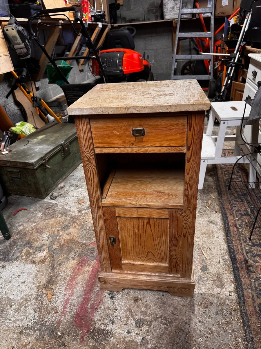 Antique pine chest, bedside lockers, mirrors - Image 3