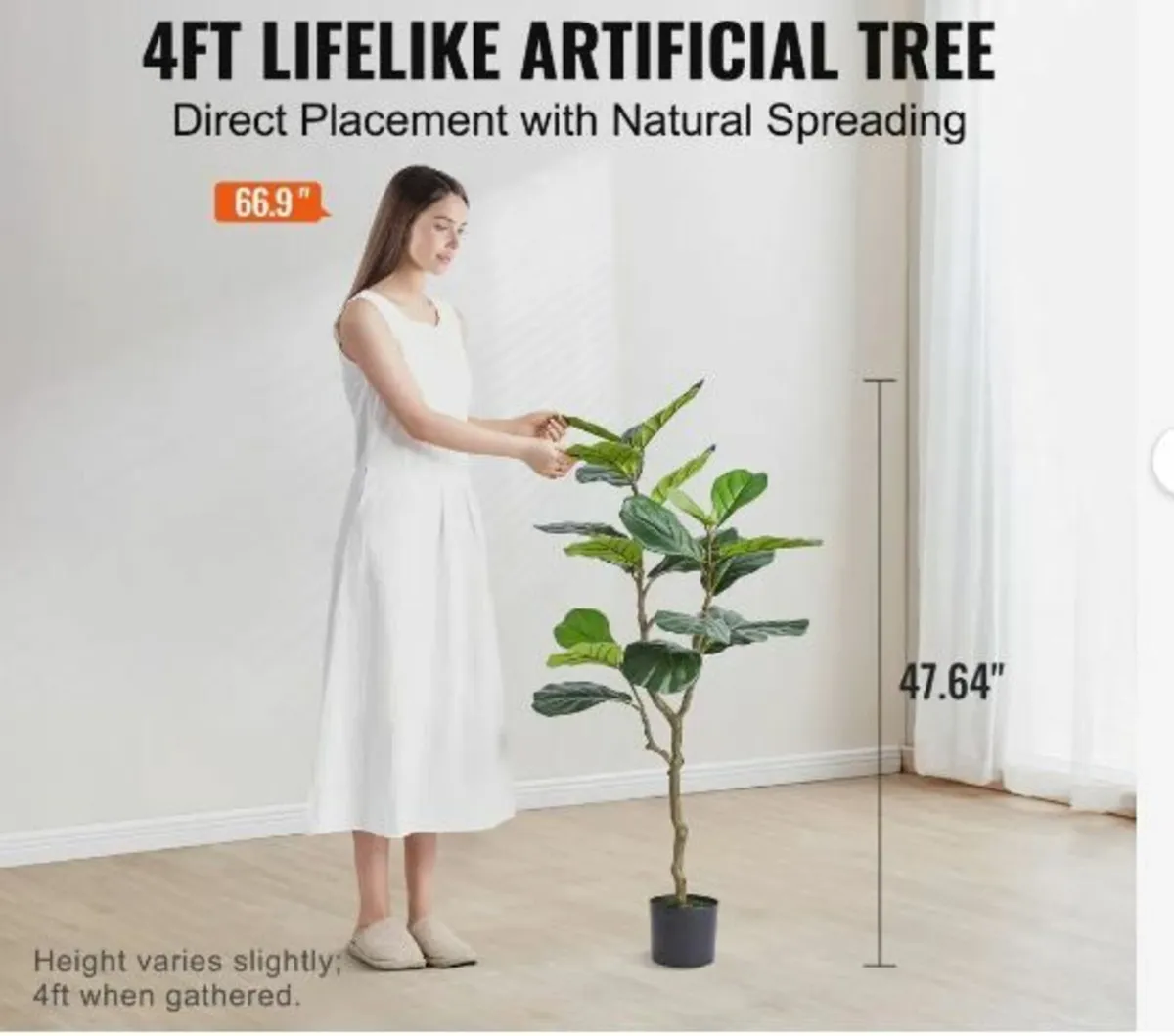 Artificial Fiddle Leaf Fig Tree, 4 FT - Image 2