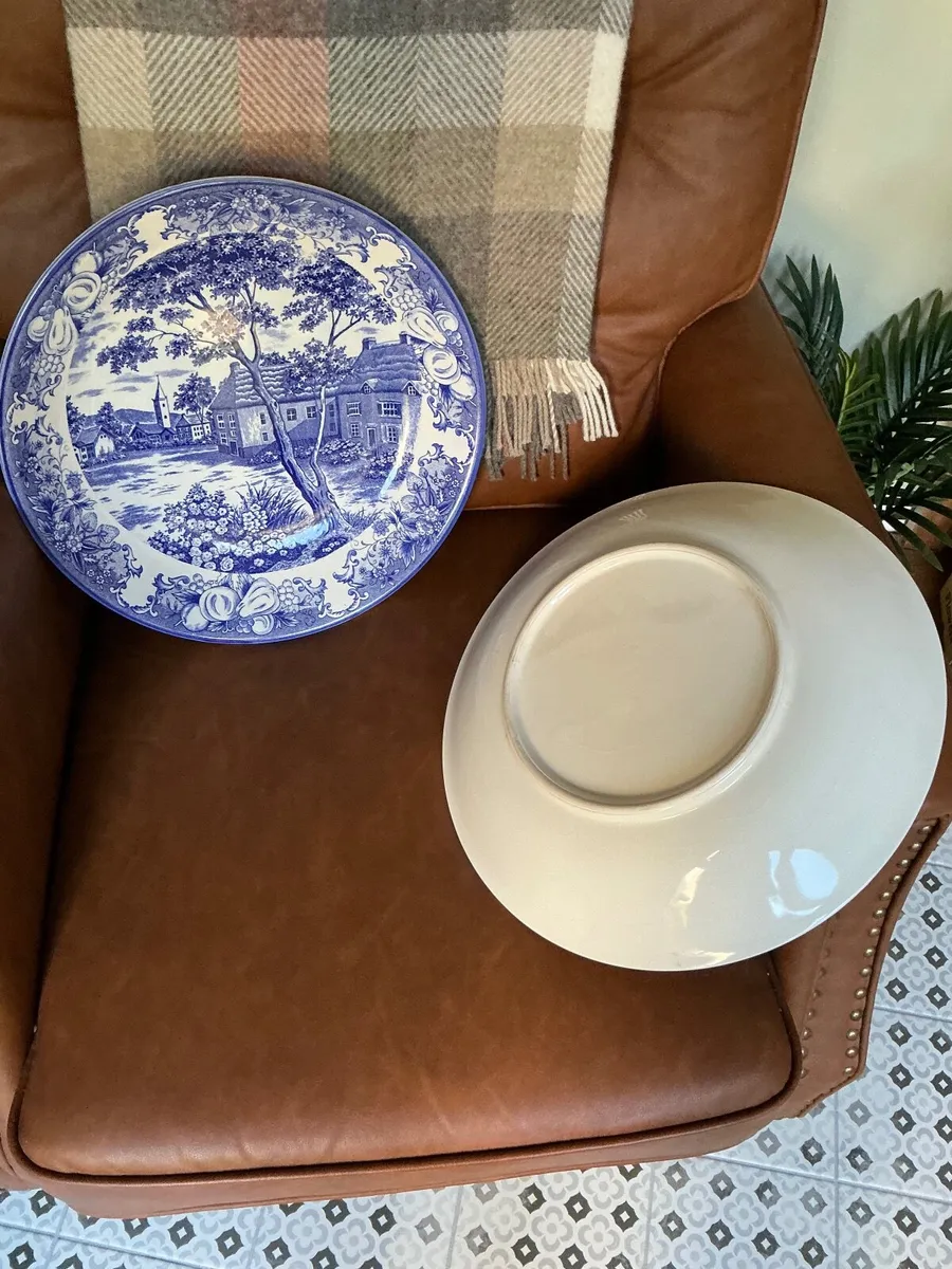 2 large deep blue plates - Image 1