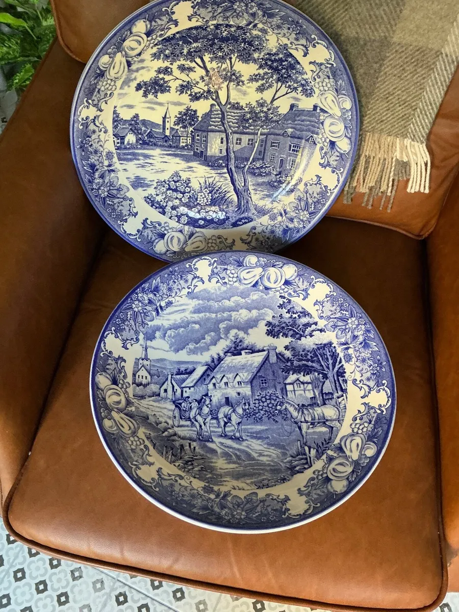 2 large deep blue plates - Image 2