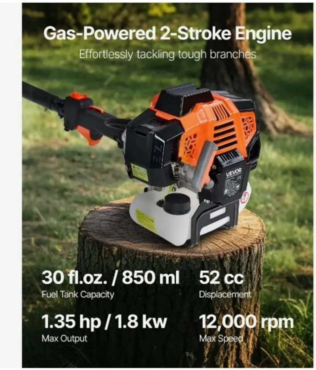 Gas Pole Saw, 33CC 2 Stroke Gas - Image 3