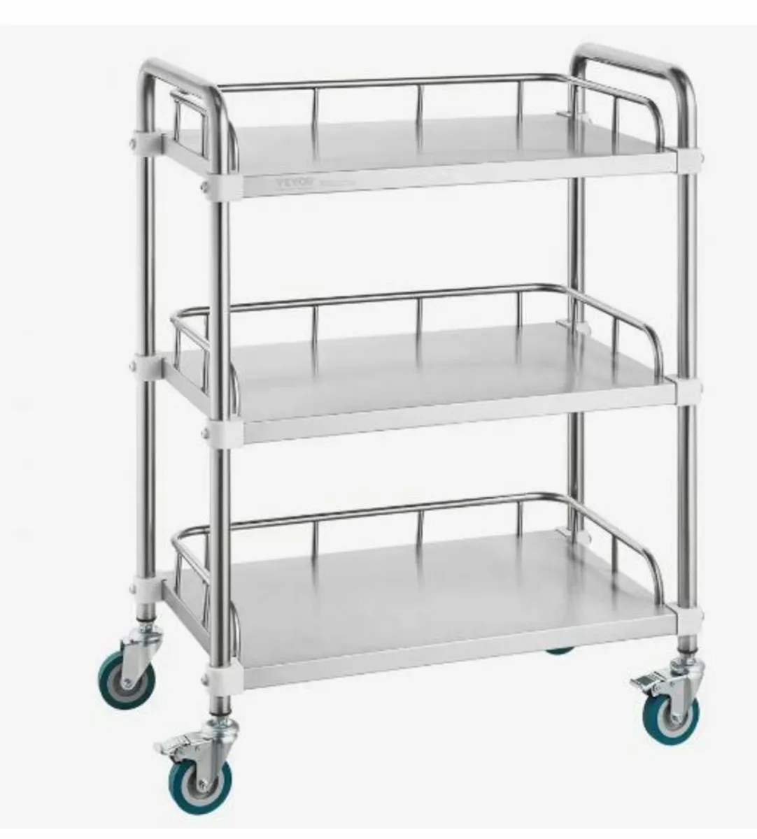 Lab Rolling Cart, 3-Shelf Stainless Steel - Image 1